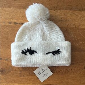 NWT - KATE SPADE / BROOME STREET - Cream Knit Beanie with Pom-Pom